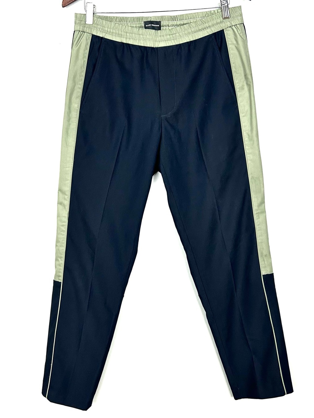 Club Monaco Twill Panel Trousers Women’s Size M Pull On Pockets Tapered Navy